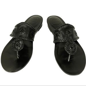 Jack Rogers Navajo 9.5 Black Leather Thong Sandals